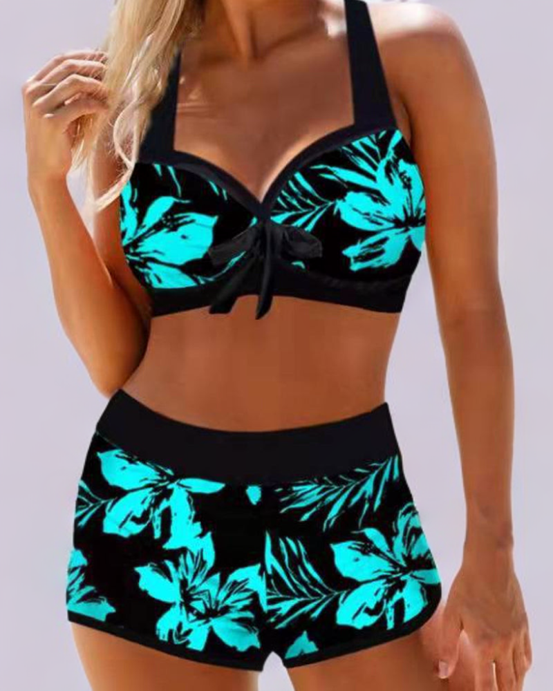 Elegant Floral High Waist Swimsuit