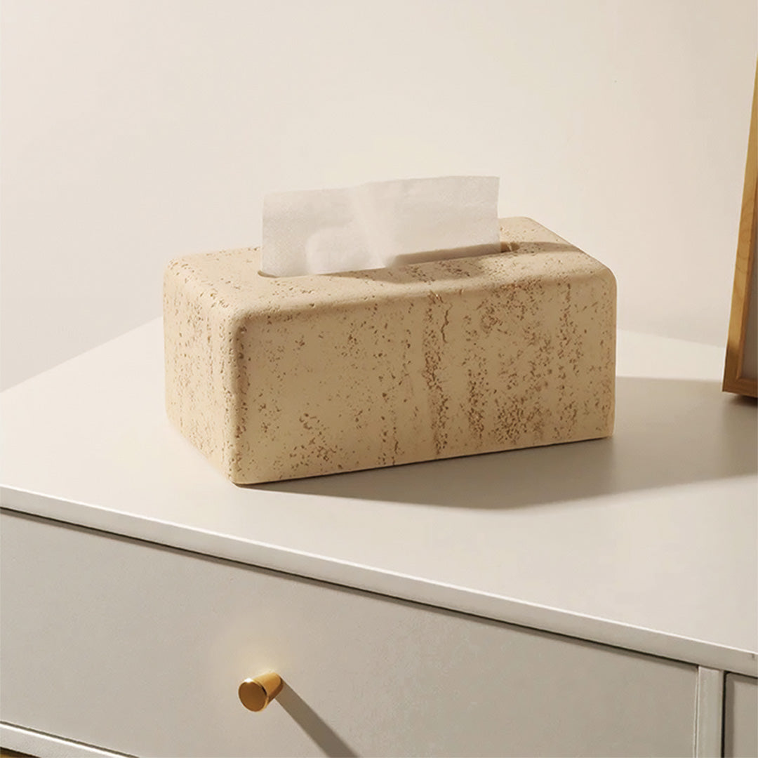 Tissue box in natural travertine