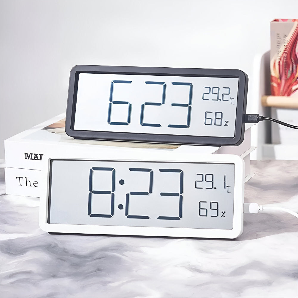 Ione - Modern Digital LED Wall Clock with Temperature and Humidity Display