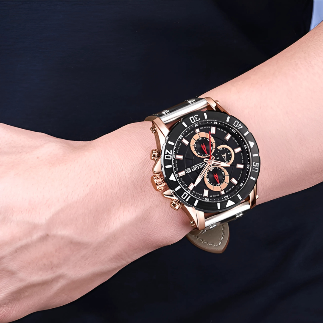 Dazzling Quartz Watch with Elegant Leather Strap