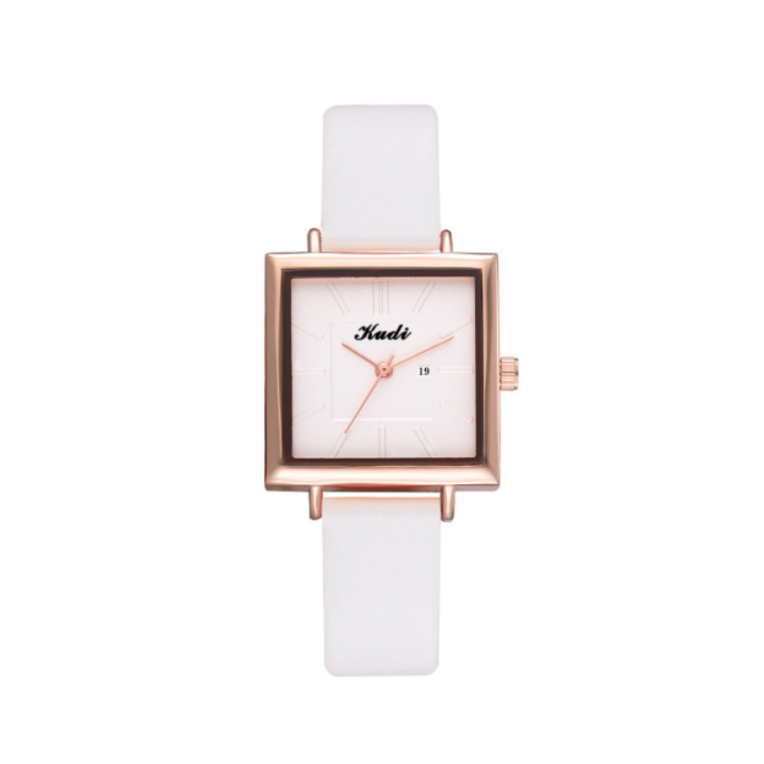 Chic Minimalist Quartz Watch with Elegant Plaid