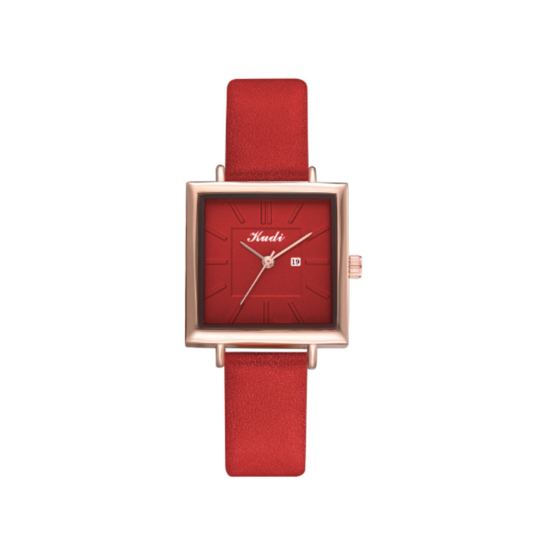 Chic Minimalist Quartz Watch with Elegant Plaid