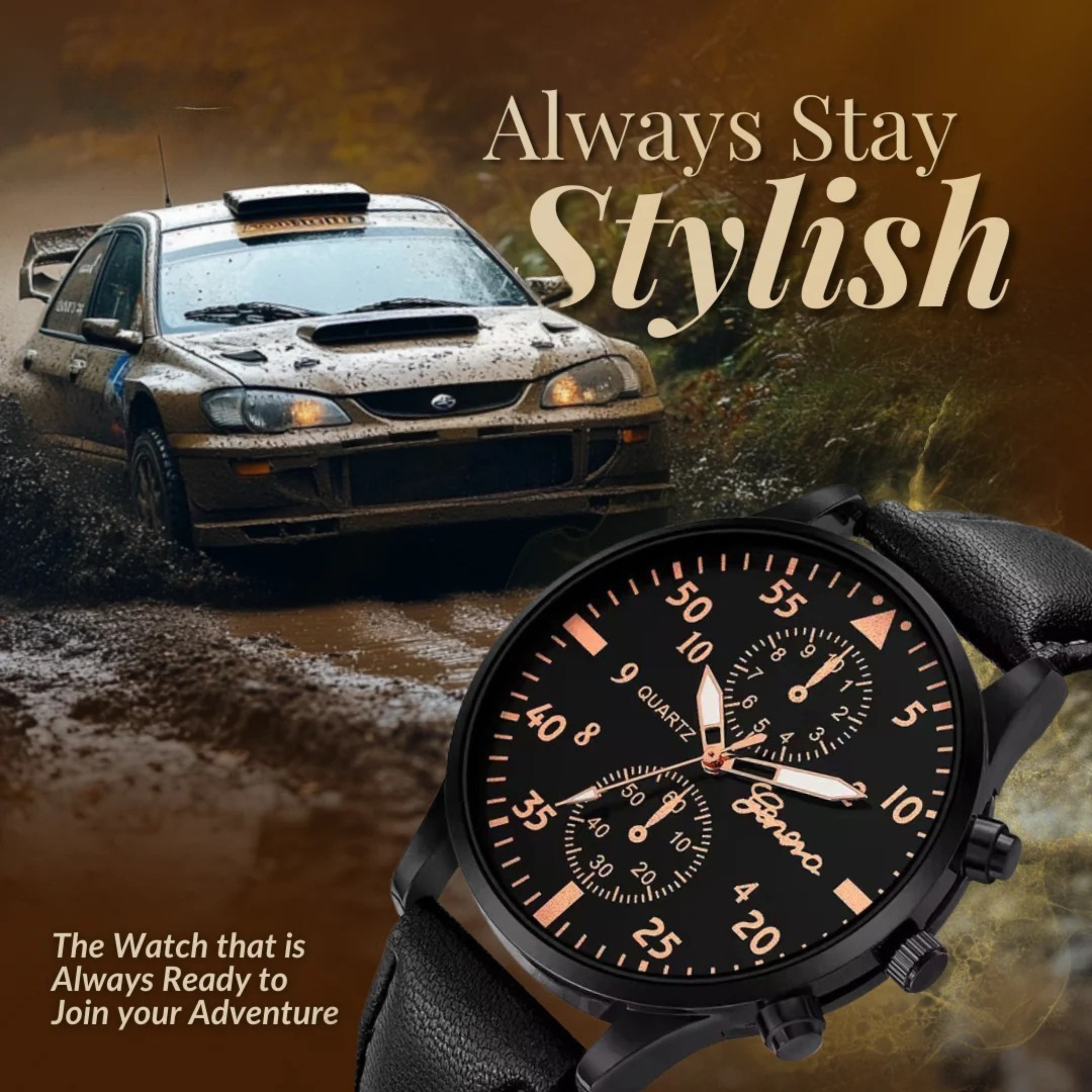 Fashion Watch and Elegant Design Bracelet Set - 4 Pieces