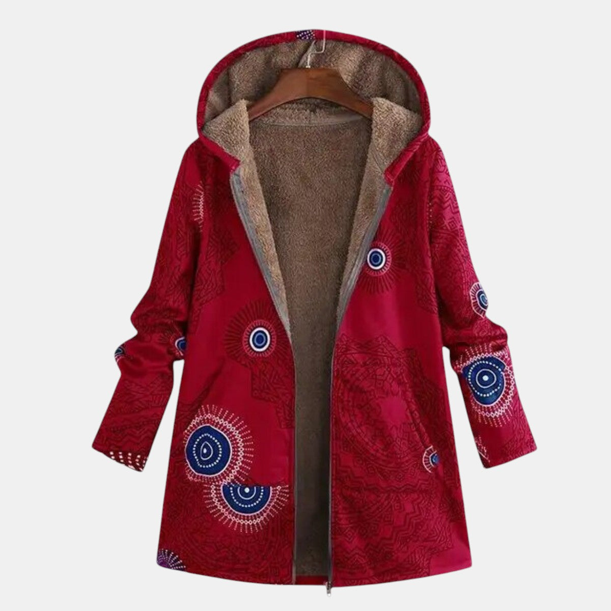 Darlene Hooded Coat with Plush Fleece-Lined Interior