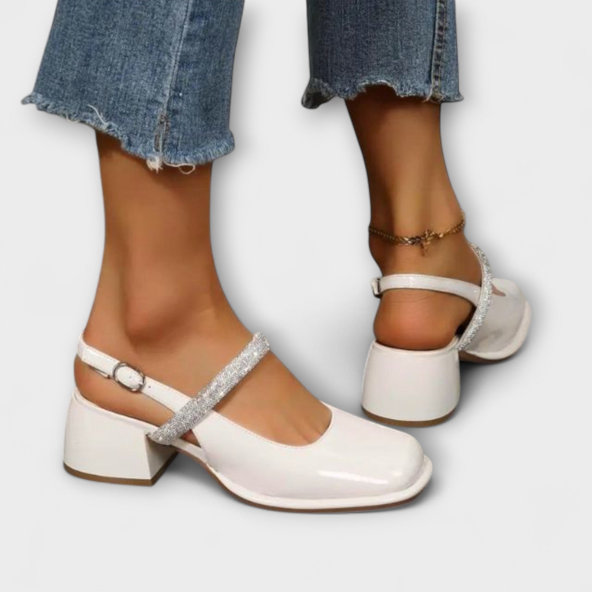 Celandra – Enchanting Mary Jane with sparkling straps and a bold block heel