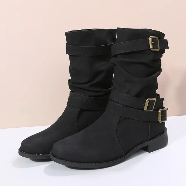 Chic Women's Casual Martin Boots with Round-Toe Design