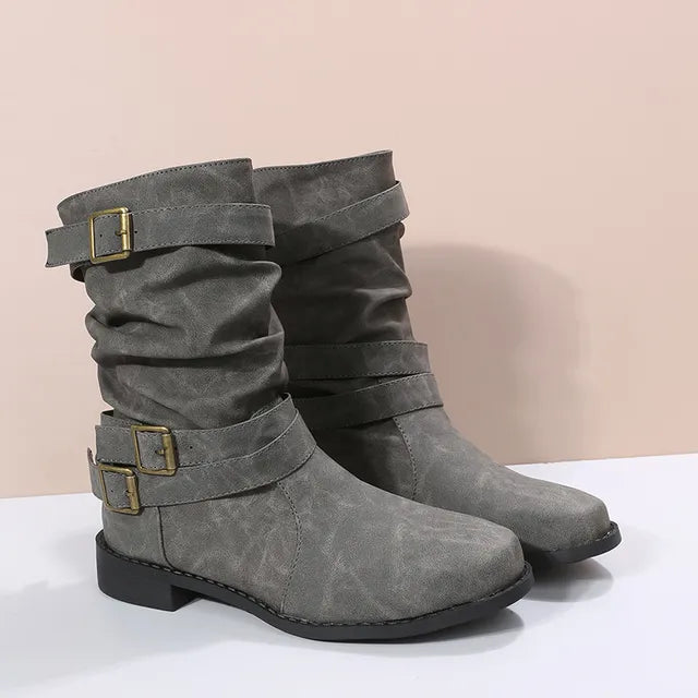 Chic Women's Casual Martin Boots with Round-Toe Design