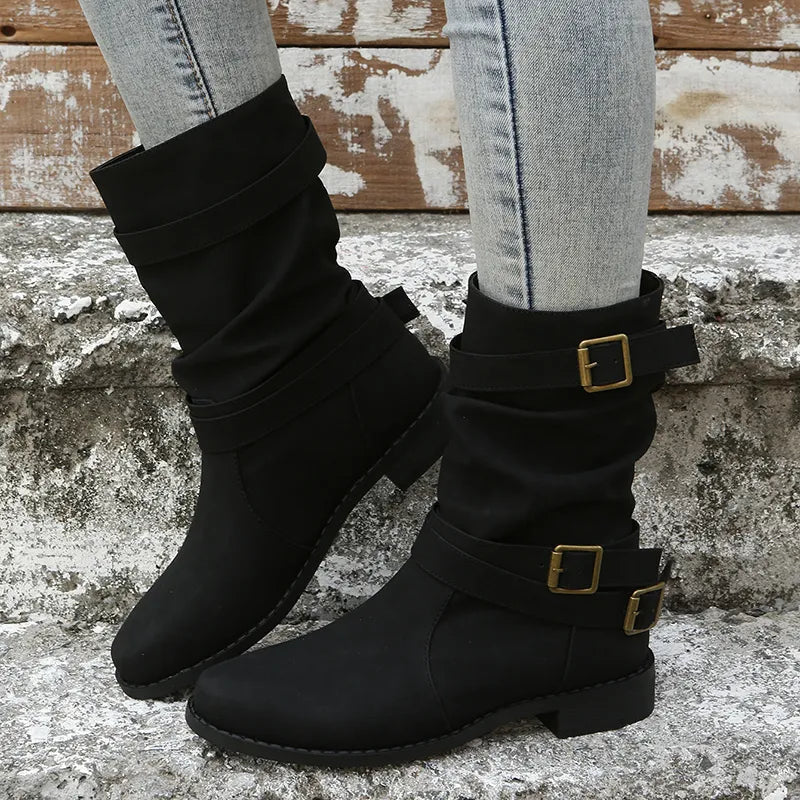 Chic Women's Casual Martin Boots with Round-Toe Design