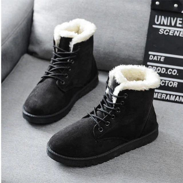 Women's Cozy Fur-Lined Lace-Up Winter Boots