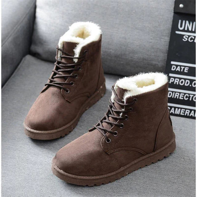 Chic Lace-Up Snow Boots for Women with Crisscross Strap Details