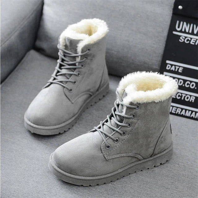 Women's Cozy Fur-Lined Lace-Up Winter Boots