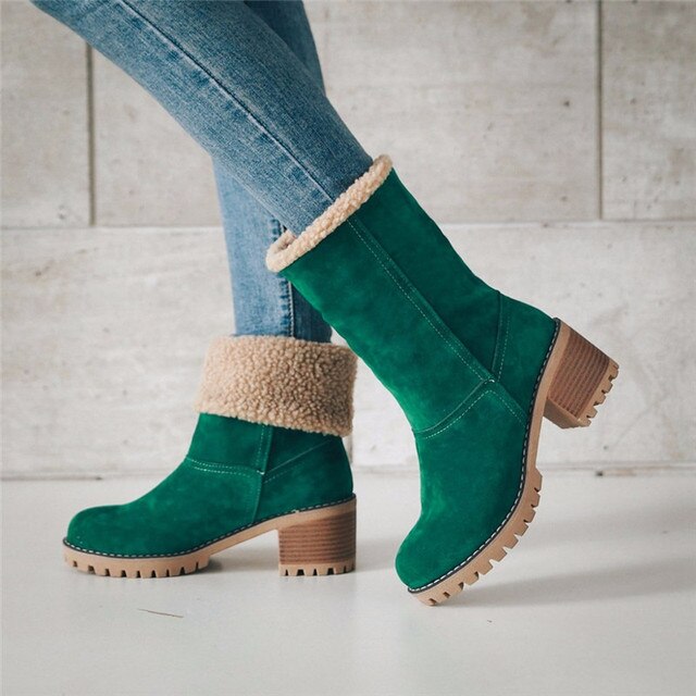 Women's Suede Mid-Calf Boots - Sleek, Versatile Style for Every Outfit