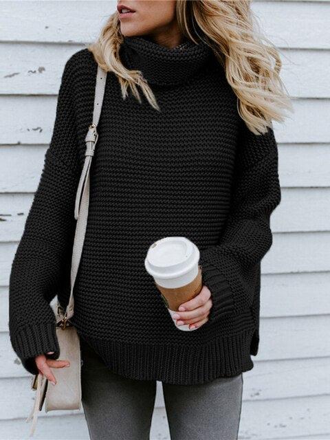 Stylish women's turtleneck knit sweater for an elegant look