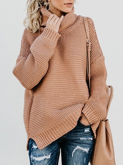 Stylish women's turtleneck knit sweater for an elegant look