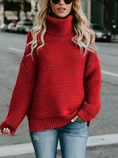 Stylish women's turtleneck knit sweater for an elegant look