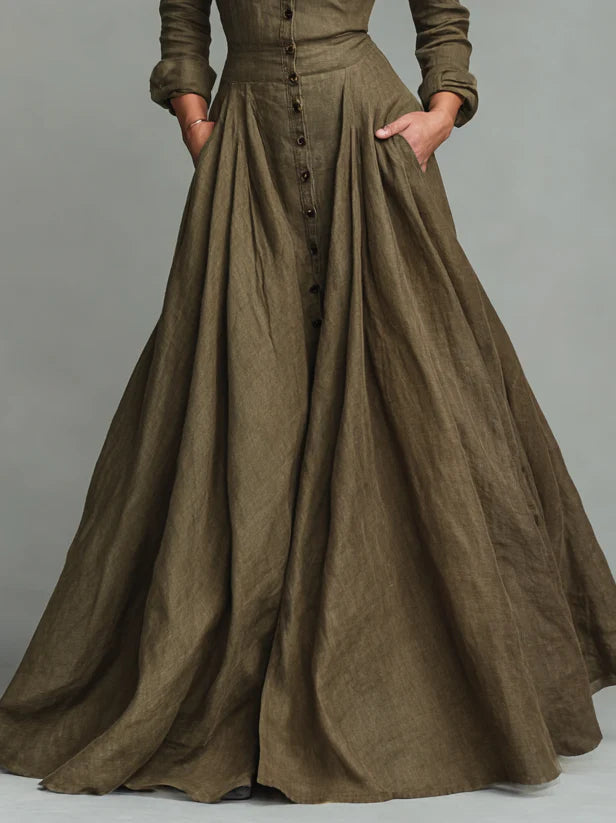 Long Vintage Button-Down Dress for an Elegant and Timeless Style