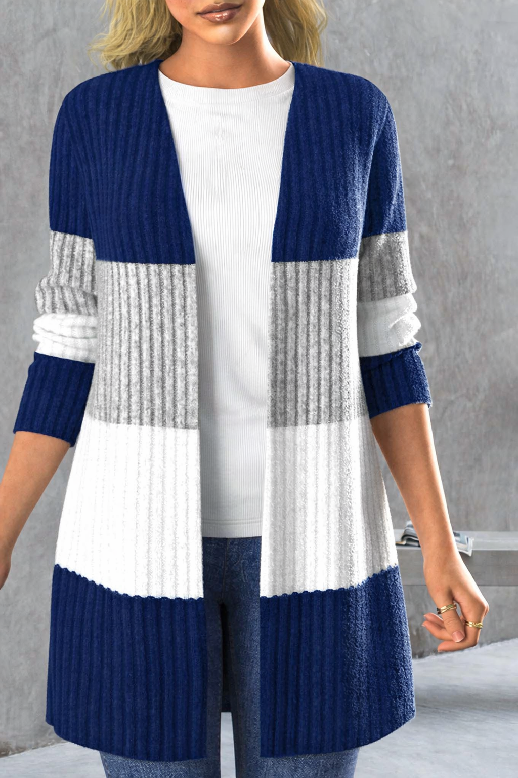 Women's Striped Button-Front Cardigan