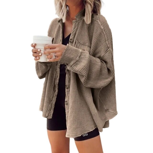 Women's Casual Cardigan with Front Patch Pockets