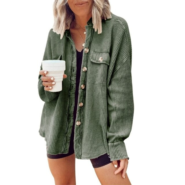 Women's Casual Cardigan with Front Patch Pockets