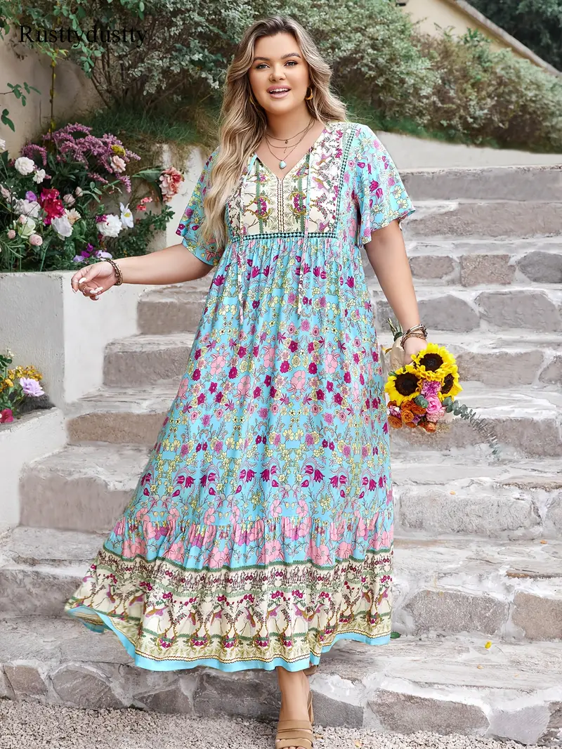 Boho Floral Maxi Dress for Plus Size – Flowy, Flattering & Comfortable