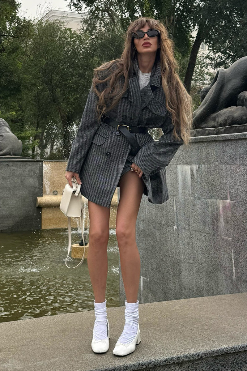 Double-cut wool tie blazer