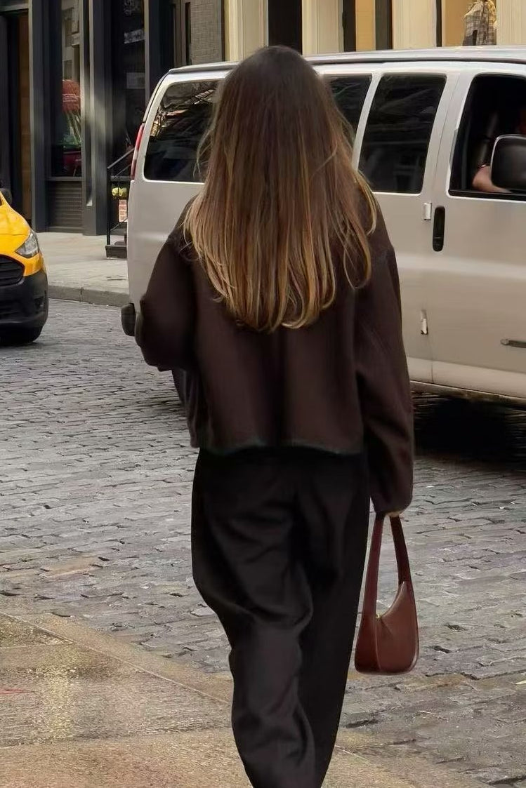 Casual Wool Blend Colorblock Coat for a Stylish and Cozy Look