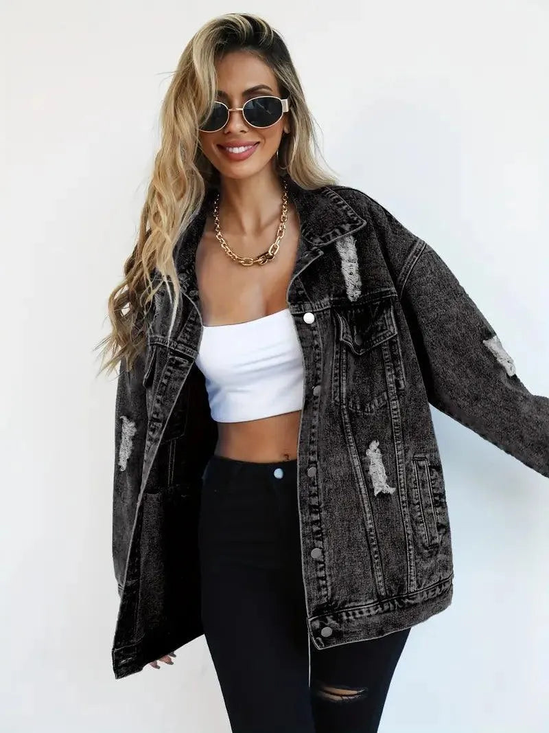 Stylish oversized denim jacket for women for a fashionable look