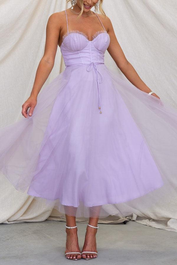 Elegant Maxi Dress with Straps in Chiffon for a Modern Princess Party