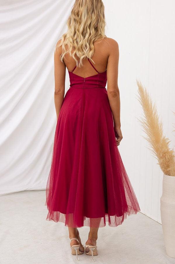 Elegant Maxi Dress with Straps in Chiffon for a Modern Princess Party