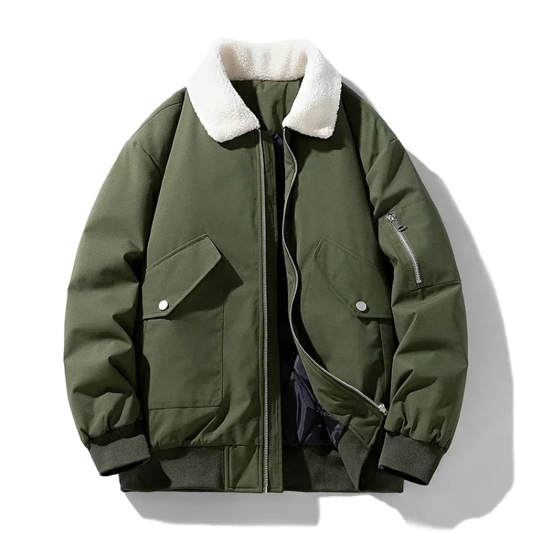 Flight jacket with Sherpa lining for greater warmth and style
