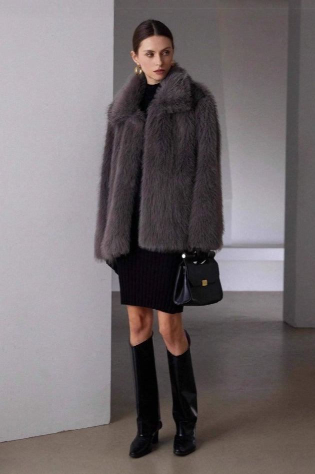 Elegant Solid Faux Fur Winter Coat for Cozy and Stylish Winter Days