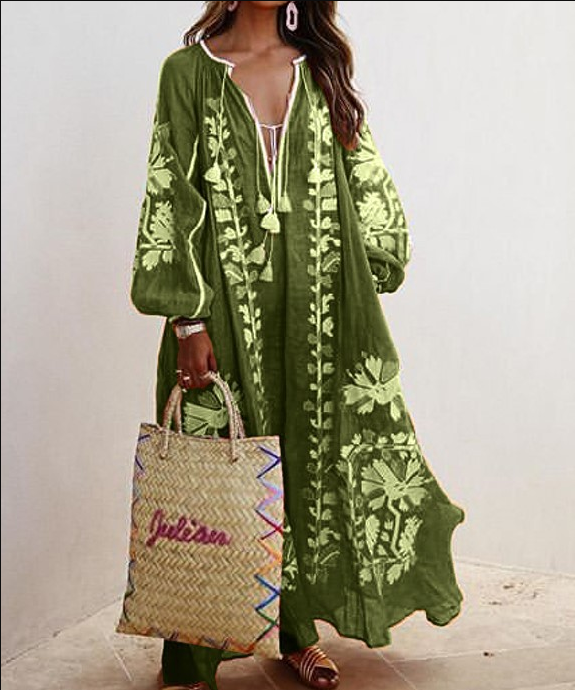Oversized Boho Printed Maxi Dress for a Comfortable and Trendy Style