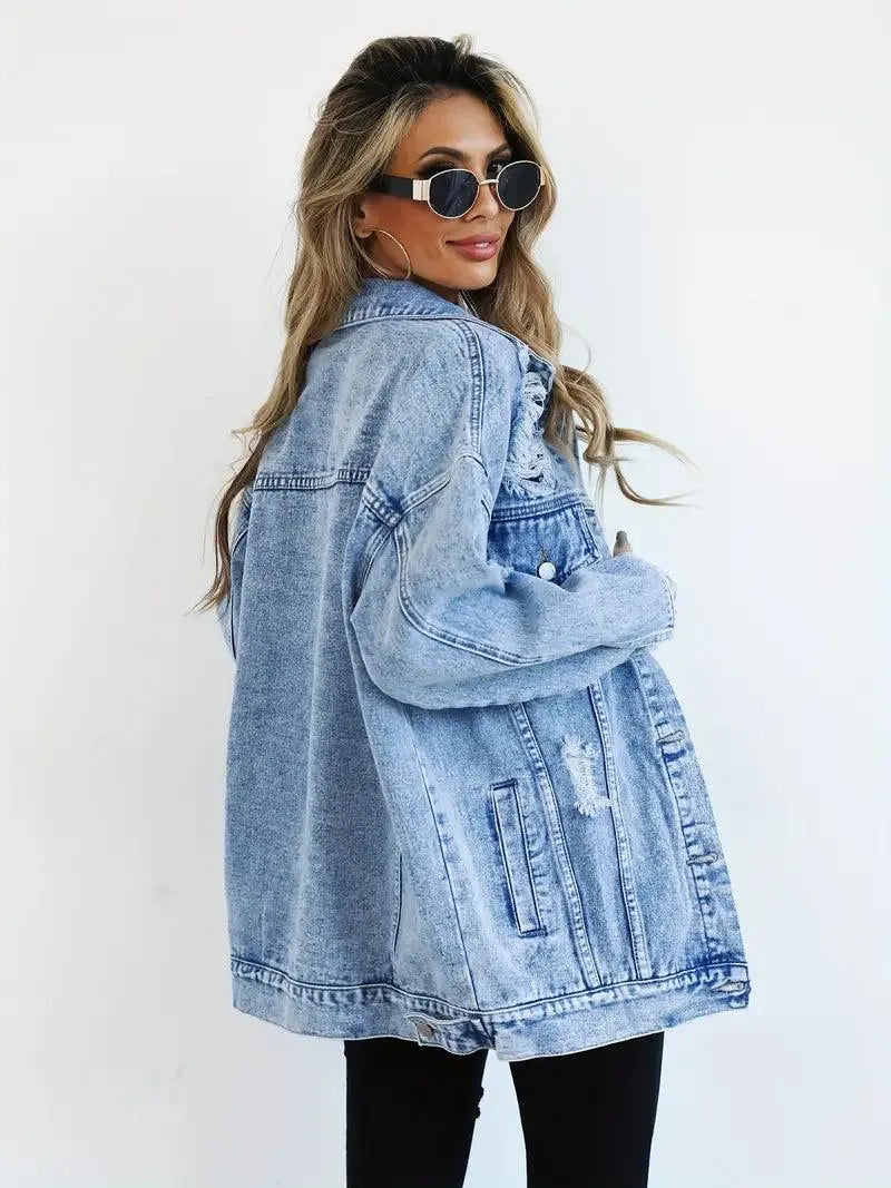 Stylish oversized denim jacket for women for a fashionable look
