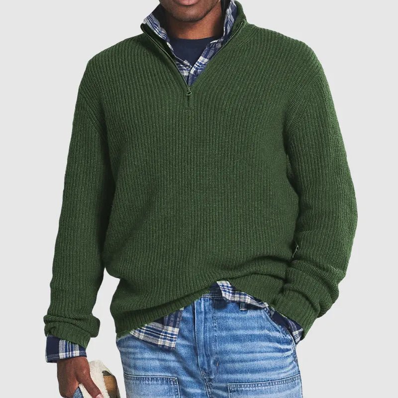 Berthold - Stylish modern rib-knit sweater with half zipper for a trendy look