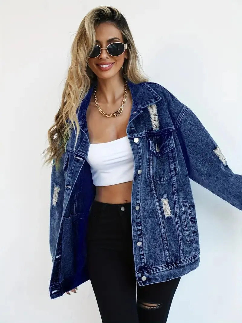 Stylish oversized denim jacket for women for a fashionable look