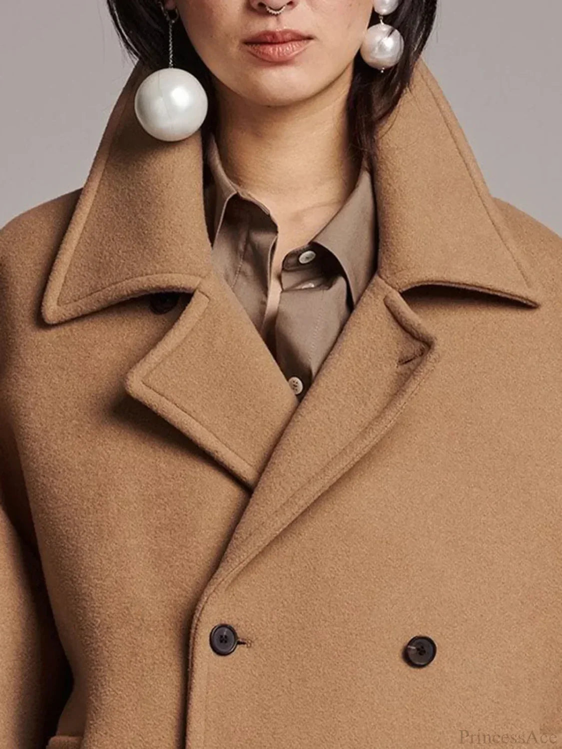 Elegant Black Wool Slim Long Reversible Single-Breasted Coat