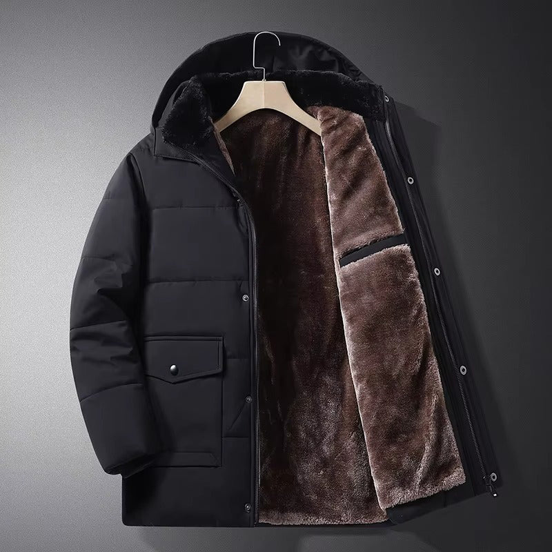 Hudson Warm Down Jacket with Zipper and Inner Fur
