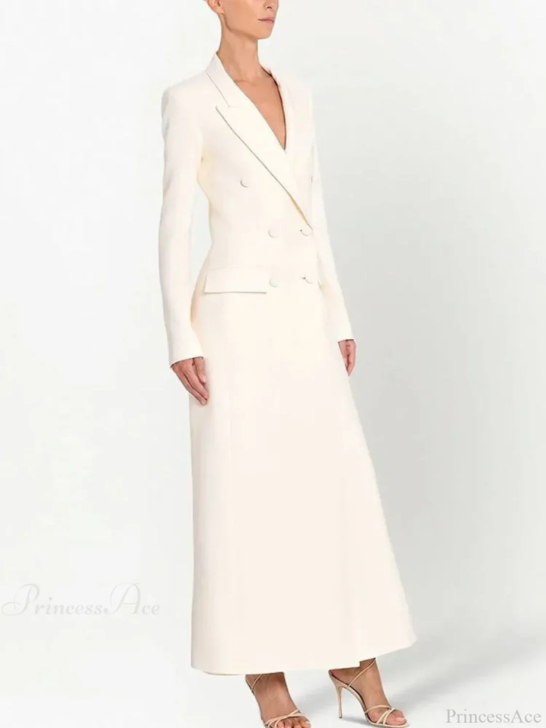 Elegant notch collar blazer with double-breasted coat