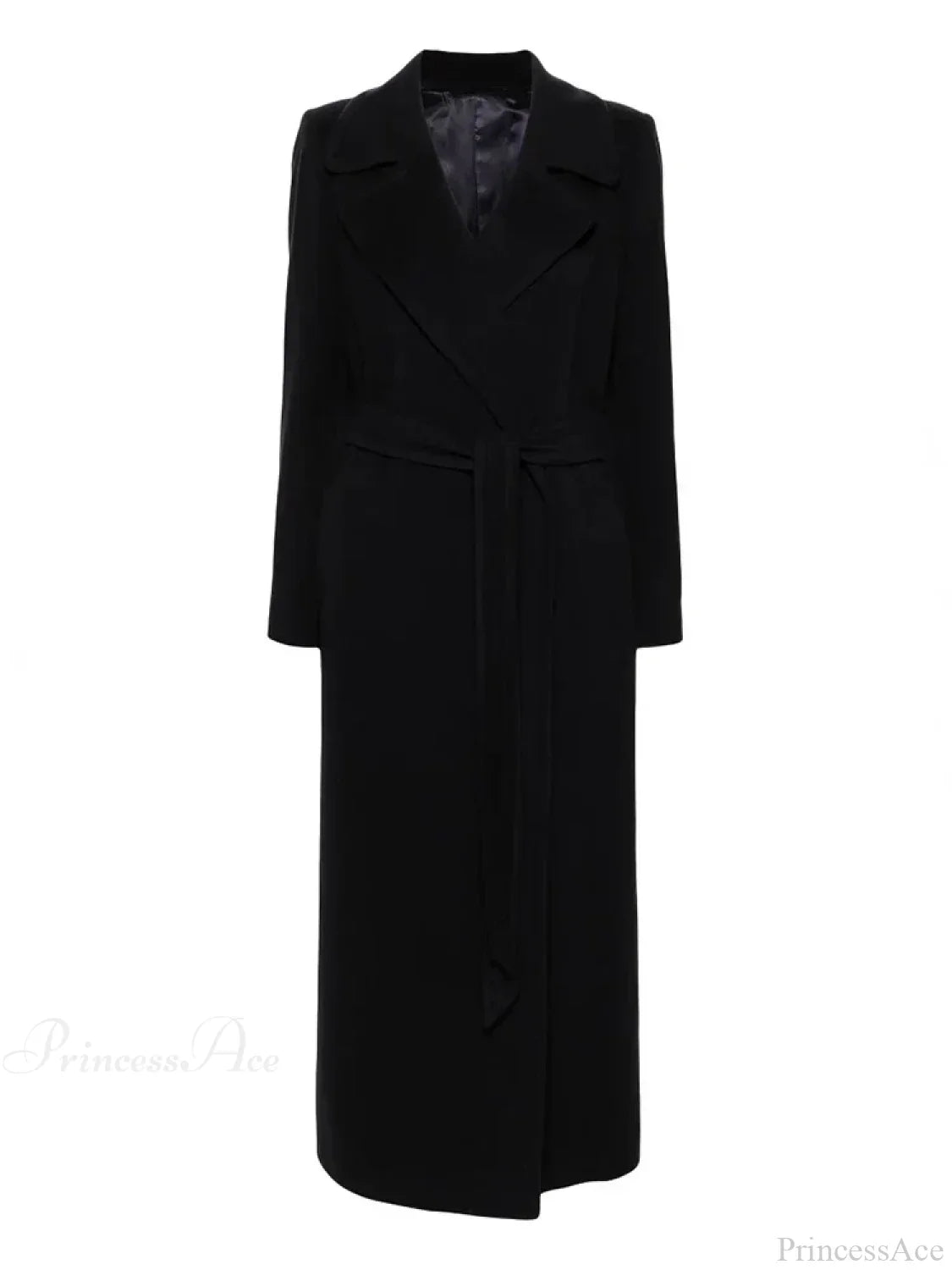 Elegant Long Wool Coat in Brown with Lapels Slim-fit
