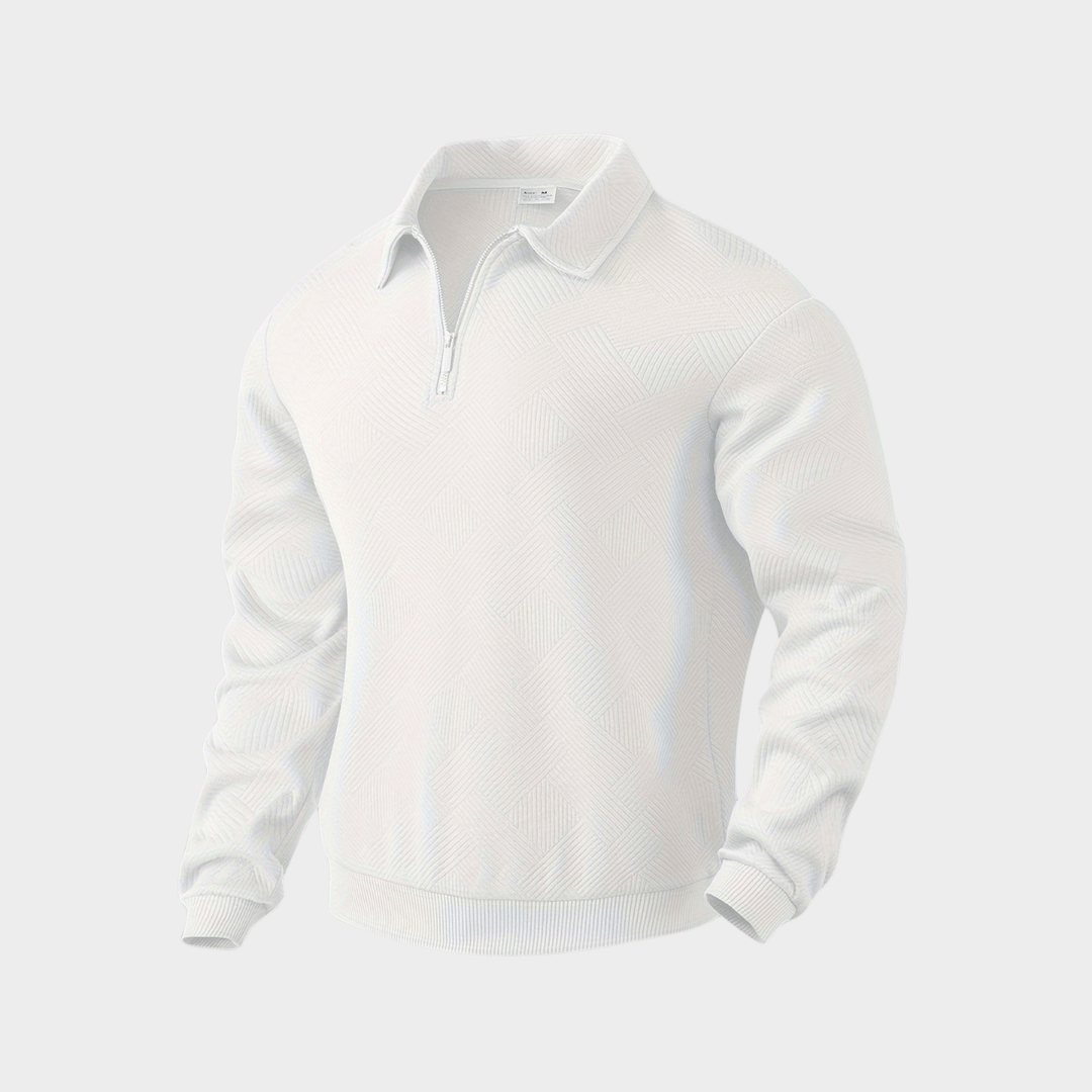 Bruno - Elegant Long-Sleeve Pullover with Practical Zipper Collar