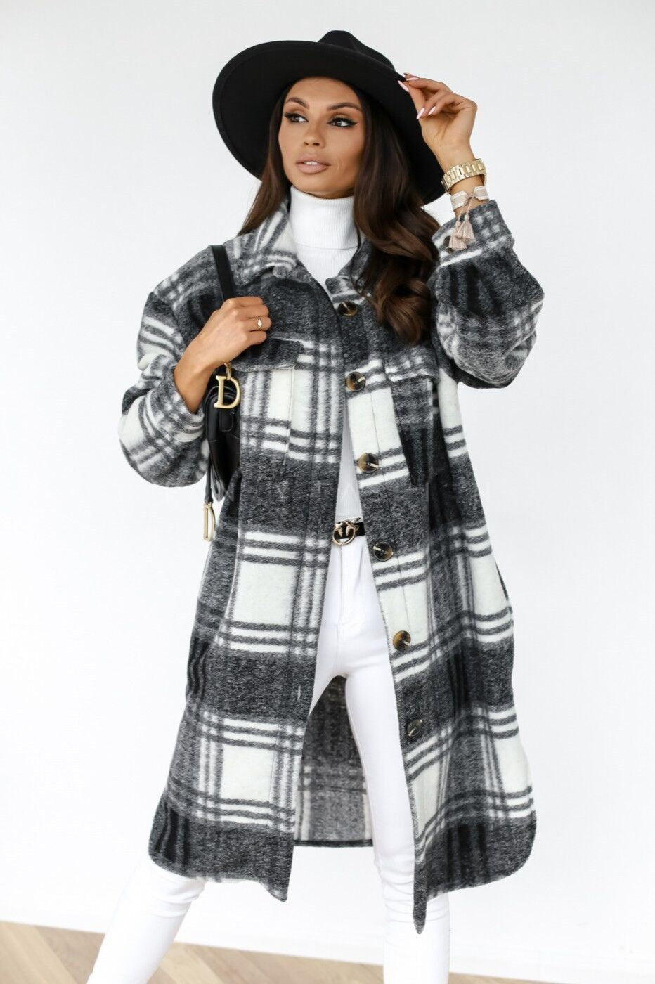 Plaid fabric, button-up shirt, lightweight jacket