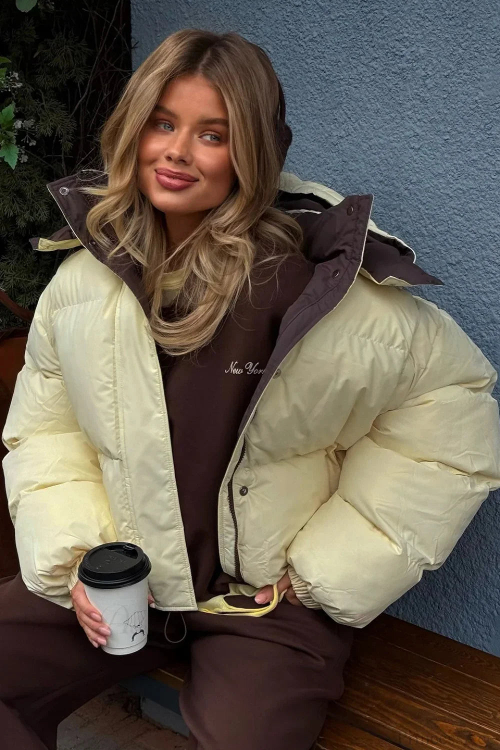 Casual Cropped Color Block Cotton Coat - Stylish and Comfortable Everyday Outerwear