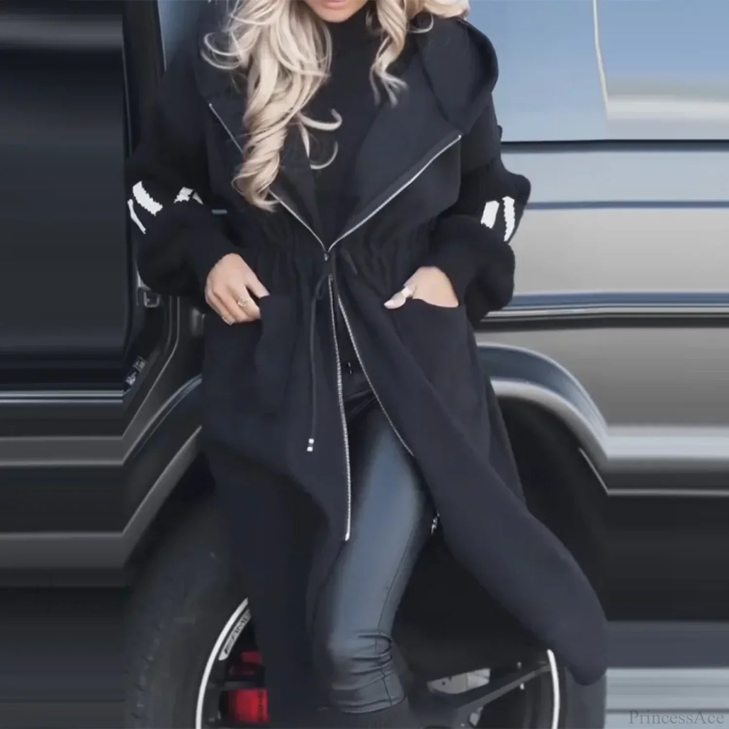 Casual Long Patchwork Lace-Up Overcoat - Stylish and Comfortable Outerwear for Every Season