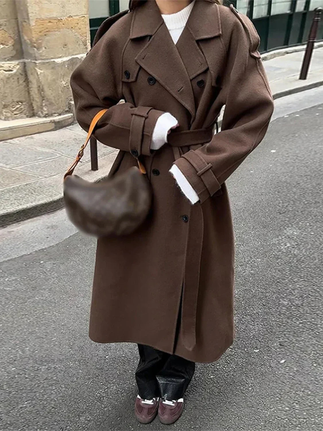 Casual Turn-Down Collar Double-Breasted Overcoat – Stylish & Comfortable Outerwear for Every Day