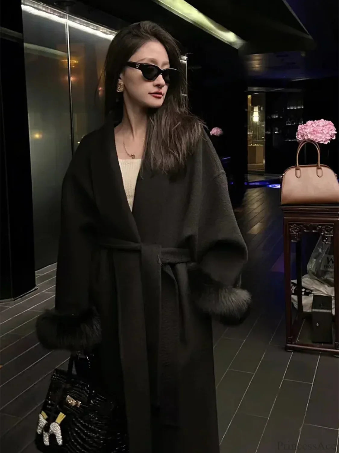 Elegant Chic Brown Wool Coat