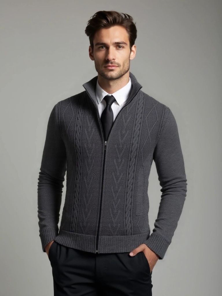 Clemens - Elegant classic knitted sweater with stylish cross and crown design