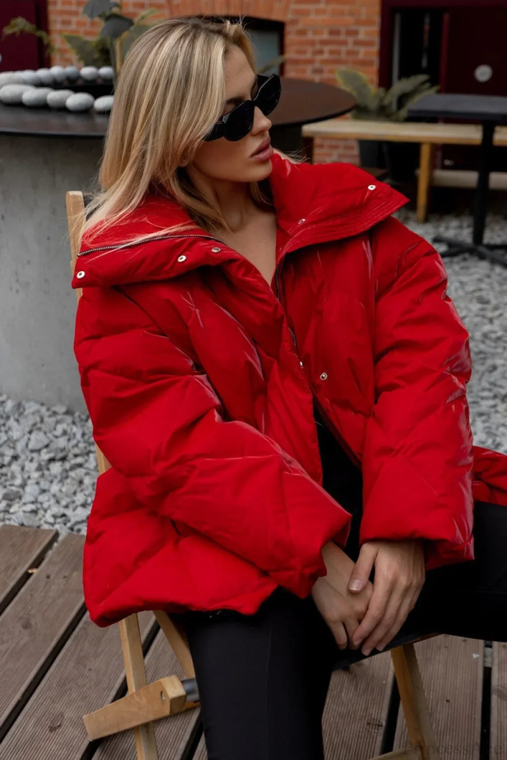 Oversized Reversible Coat with Large Diamond Quilted Mixed Mute and Matte Shine