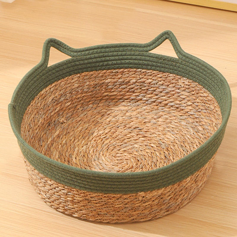 Handwoven Round Cat Bed for Comfort and Style