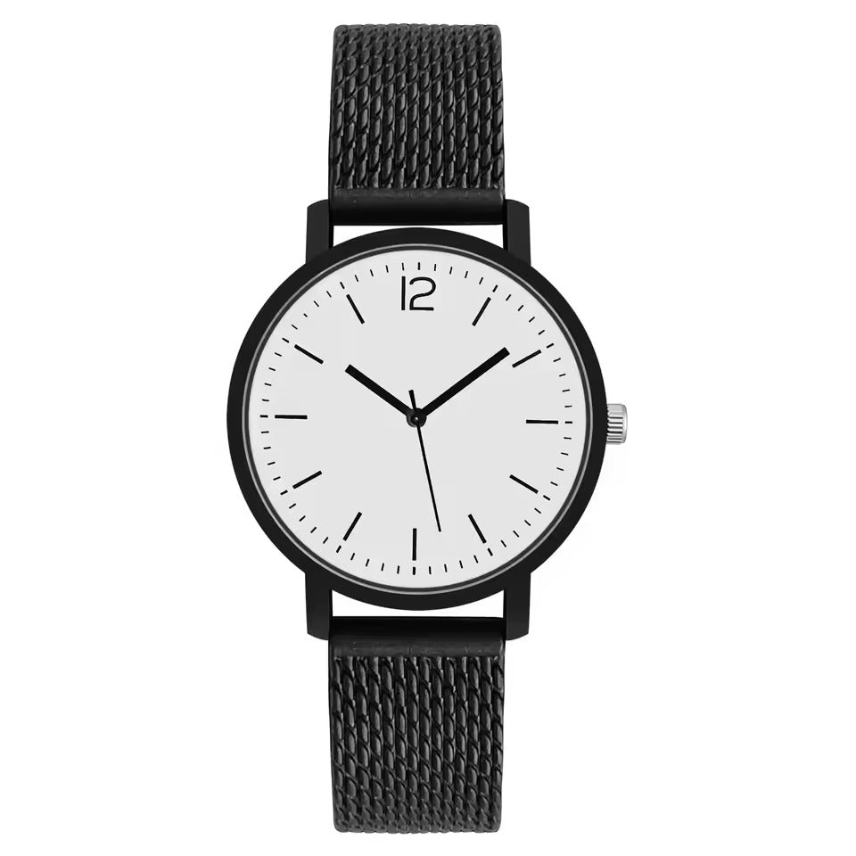 Sleek Black-Toned Quartz Watch Perfect for Couples