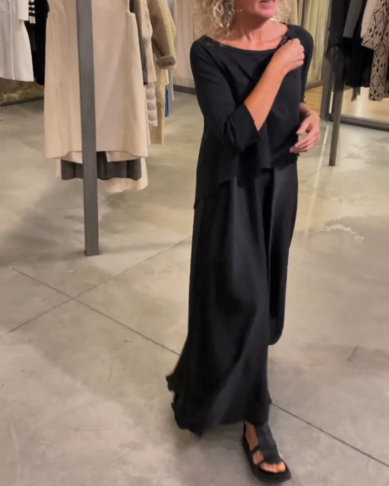 Solid Color Strapless Dress Set with Removable Strap Tops for an Elegant and Trendy Look